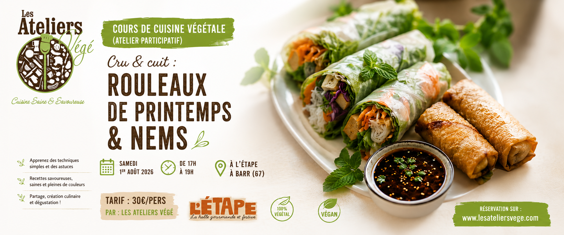 Cours de cuisine végétale (vegan) Cru & Cuit : Spring Rolls & Nems à Barr (67)