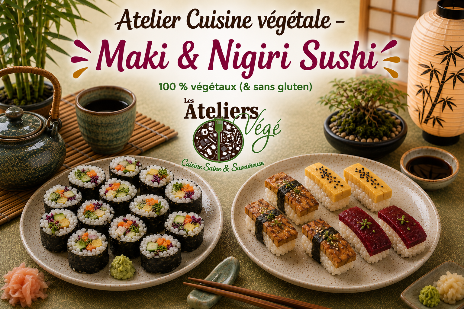 Cours de cuisine végétale (vegan) Maki & Nigiri Sushi à Barr (67)