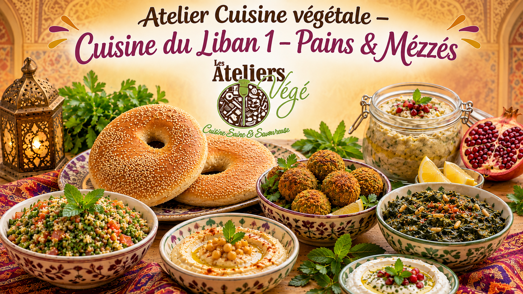 Cours de cuisine végétale (vegan) Cuisine du Liban 1 - Pains & Mézzés à Barr (67)